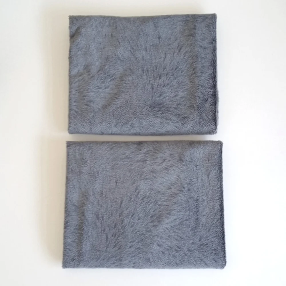 Set of 2 Soft Blue Grey Sherpa Style Pillow Shams Standard Size x2